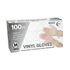 100pc Medium Powder Free Clear Vinyl Gloves 100pc Medium Powder Free Clear Vinyl Gloves