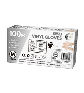 100pc Medium Powder Free Clear Vinyl Gloves 100pc Medium Powder Free Clear Vinyl Gloves