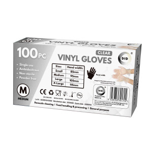 100pc Medium Powder Free Clear Vinyl Gloves 100pc Medium Powder Free Clear Vinyl Gloves