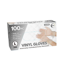100pc Large Powder Free Clear Vinyl Gloves