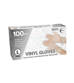100pc Large Powder Free Clear Vinyl Gloves 100pc Large Powder Free Clear Vinyl Gloves