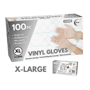 100pc x-Large Powder Free Clear Vinyl Gloves 100pc x-Large Powder Free Clear Vinyl Gloves