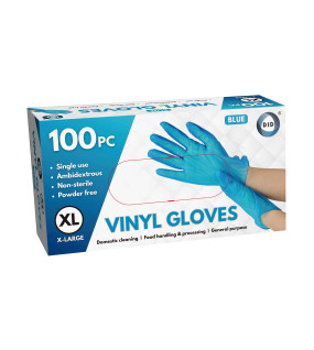 100pc x-Large Powder Free Blue Vinyl Gloves 100pc x-Large Powder Free Blue Vinyl Gloves