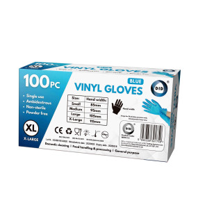 100pc x-Large Powder Free Blue Vinyl Gloves 100pc x-Large Powder Free Blue Vinyl Gloves