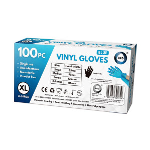 100pc x-Large Powder Free Blue Vinyl Gloves 100pc x-Large Powder Free Blue Vinyl Gloves