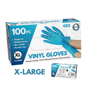 100pc x-Large Powder Free Blue Vinyl Gloves 100pc x-Large Powder Free Blue Vinyl Gloves