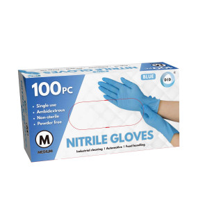 100pc Medium Powder Free Blue Nitrile Gloves