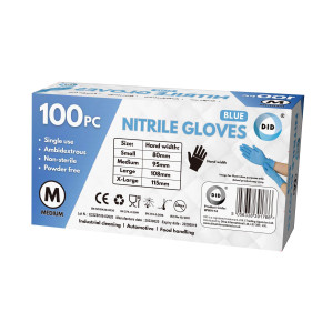 100pc Medium Powder Free Blue Nitrile Gloves 100pc Medium Powder Free Blue Nitrile Gloves
