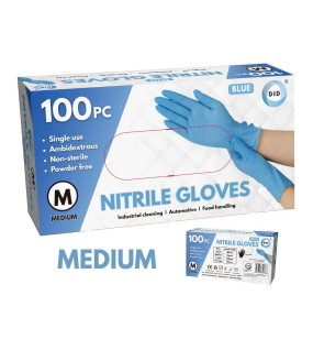 100pc Medium Powder Free Blue Nitrile Gloves 100pc Medium Powder Free Blue Nitrile Gloves