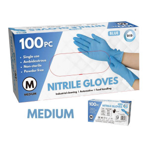 100pc Medium Powder Free Blue Nitrile Gloves 100pc Medium Powder Free Blue Nitrile Gloves