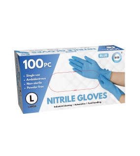 100pc Large Powder Free Blue Nitrile Gloves 100pc Large Powder Free Blue Nitrile Gloves