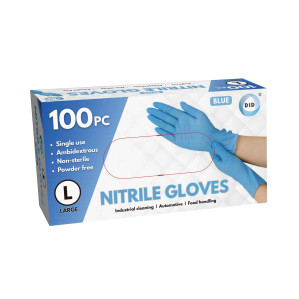 100pc Large Powder Free Blue Nitrile Gloves 100pc Large Powder Free Blue Nitrile Gloves