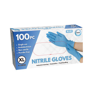 100pc x-Large Powder Free Blue Nitrile Gloves