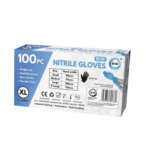 100pc x-Large Powder Free Blue Nitrile Gloves