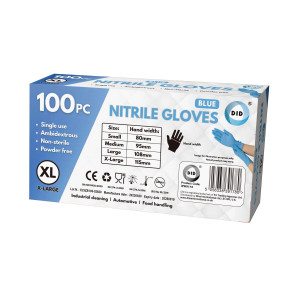 100pc x-Large Powder Free Blue Nitrile Gloves