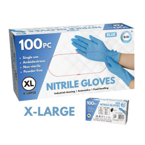 100pc x-Large Powder Free Blue Nitrile Gloves 100pc x-Large Powder Free Blue Nitrile Gloves