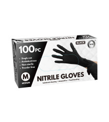 100pc Medium Powder Free Black Nitrile Gloves