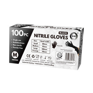 100pc Medium Powder Free Black Nitrile Gloves 100pc Medium Powder Free Black Nitrile Gloves
