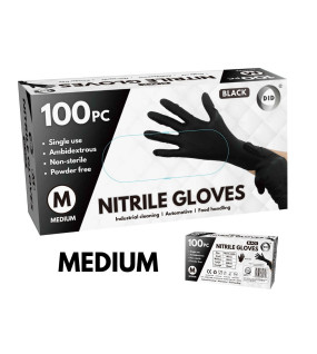 100pc Medium Powder Free Black Nitrile Gloves 100pc Medium Powder Free Black Nitrile Gloves