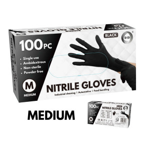 100pc Medium Powder Free Black Nitrile Gloves 100pc Medium Powder Free Black Nitrile Gloves