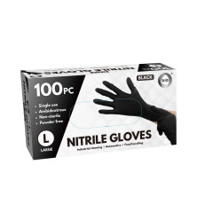 100pc Large Powder Free Black Nitrile Gloves