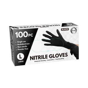 100pc Large Powder Free Black Nitrile Gloves 100pc Large Powder Free Black Nitrile Gloves