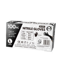100pc Large Powder Free Black Nitrile Gloves