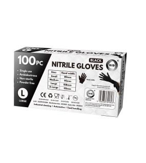 100pc Large Powder Free Black Nitrile Gloves 100pc Large Powder Free Black Nitrile Gloves