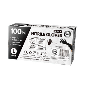 100pc Large Powder Free Black Nitrile Gloves 100pc Large Powder Free Black Nitrile Gloves