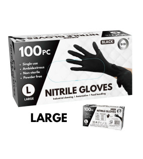 100pc Large Powder Free Black Nitrile Gloves 100pc Large Powder Free Black Nitrile Gloves