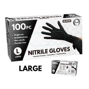 100pc Large Powder Free Black Nitrile Gloves 100pc Large Powder Free Black Nitrile Gloves