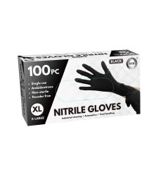 100pc x-Large Powder Free Black Nitrile Gloves