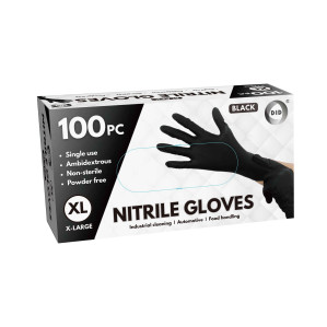 100pc x-Large Powder Free Black Nitrile Gloves 100pc x-Large Powder Free Black Nitrile Gloves