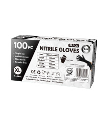 100pc x-Large Powder Free Black Nitrile Gloves