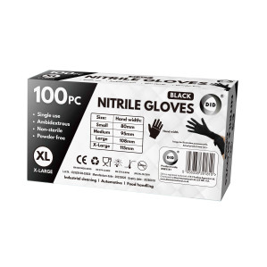 100pc x-Large Powder Free Black Nitrile Gloves 100pc x-Large Powder Free Black Nitrile Gloves