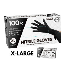 100pc x-Large Powder Free Black Nitrile Gloves
