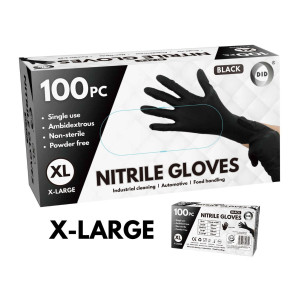 100pc x-Large Powder Free Black Nitrile Gloves 100pc x-Large Powder Free Black Nitrile Gloves