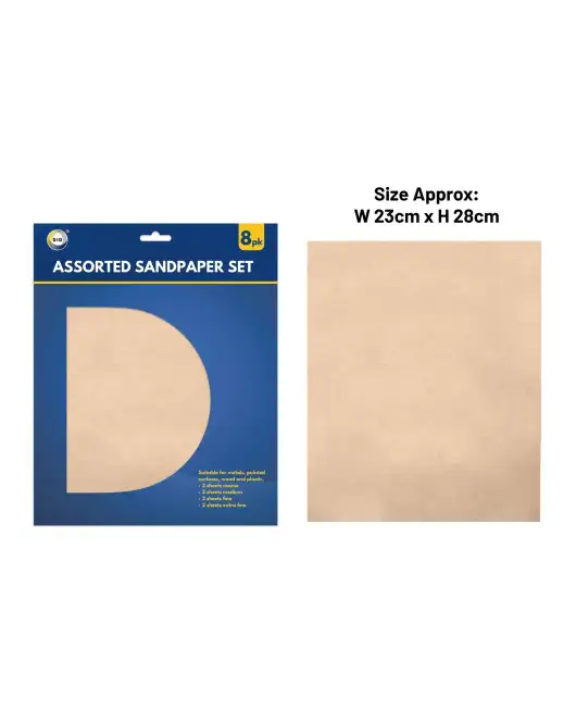 8pc Assorted Sandpaper Set