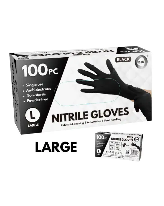 thumbnail image 2 of 1000ct Black Nitrile Gloves – 6mil Powder Free – Latex & Vinyl Free – Large – PackagingSuppliesByMail 2 of 6