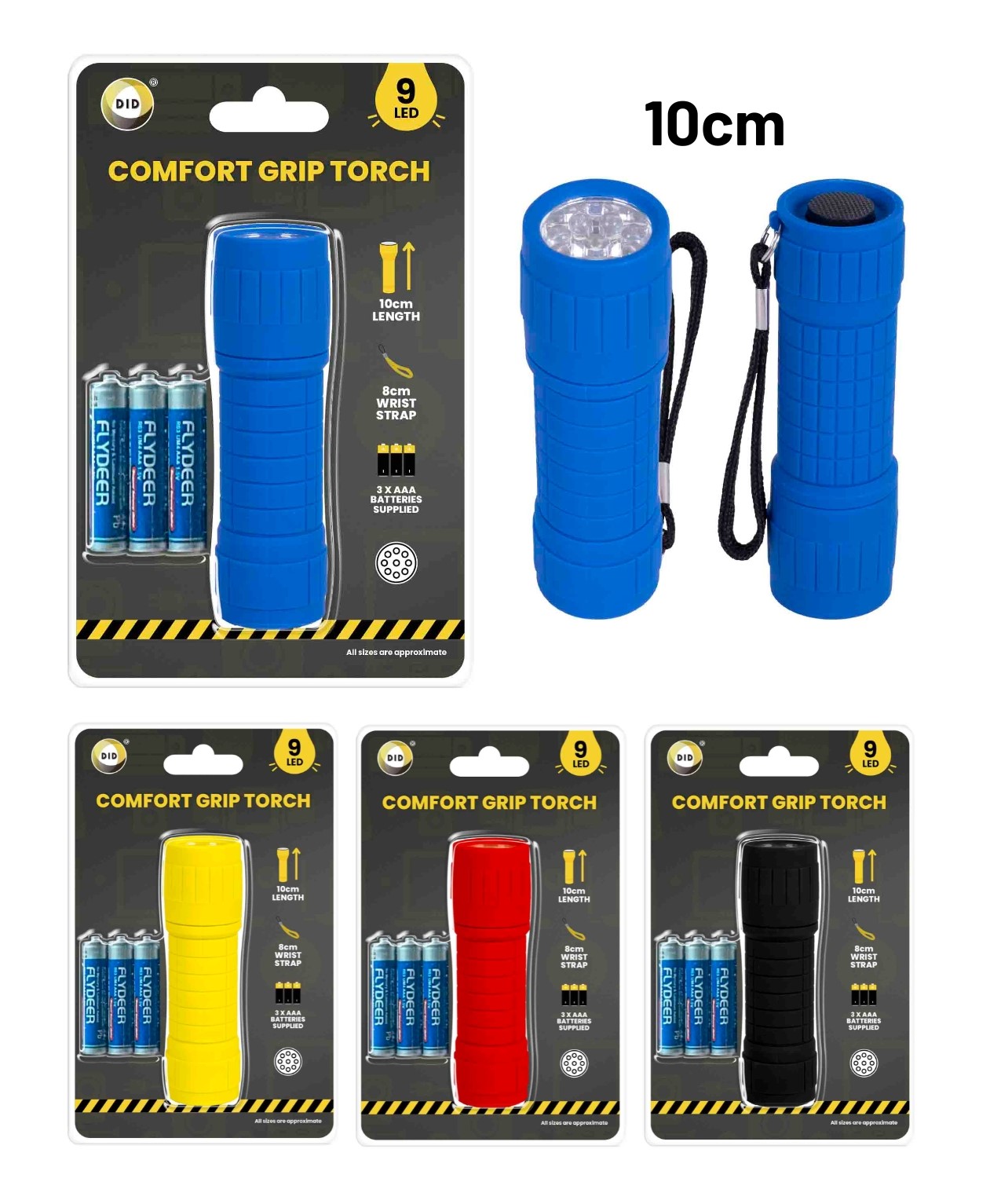 9 Led 10cm Torch with Batteries