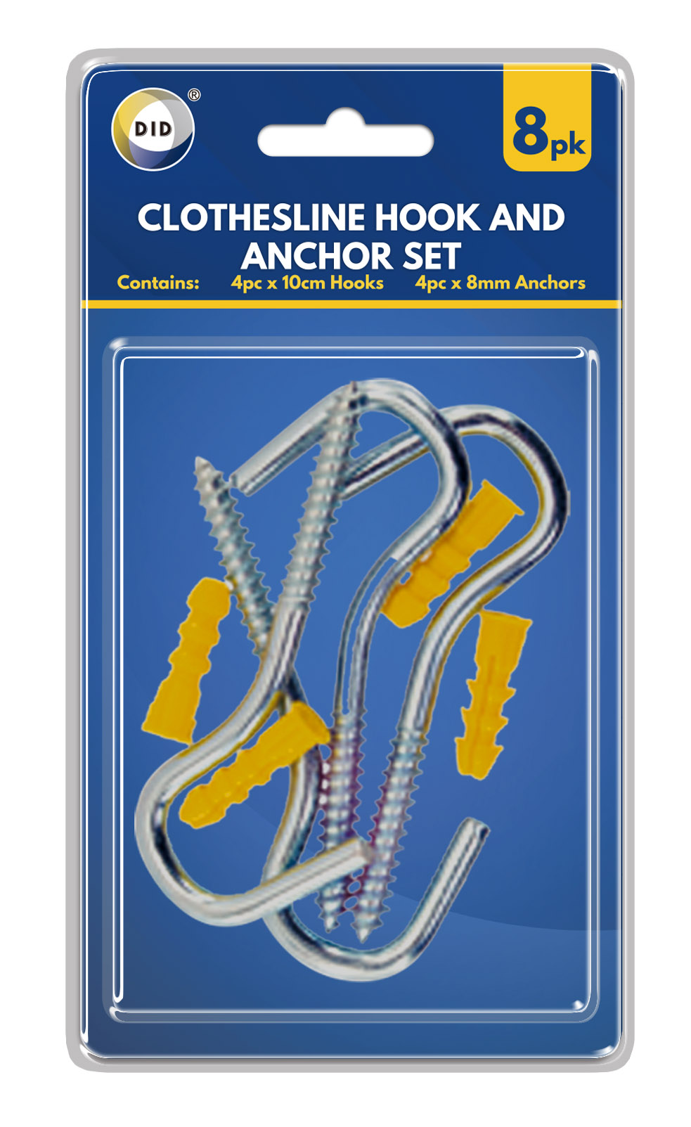 8pc Clothesline Hook and Anchor Set